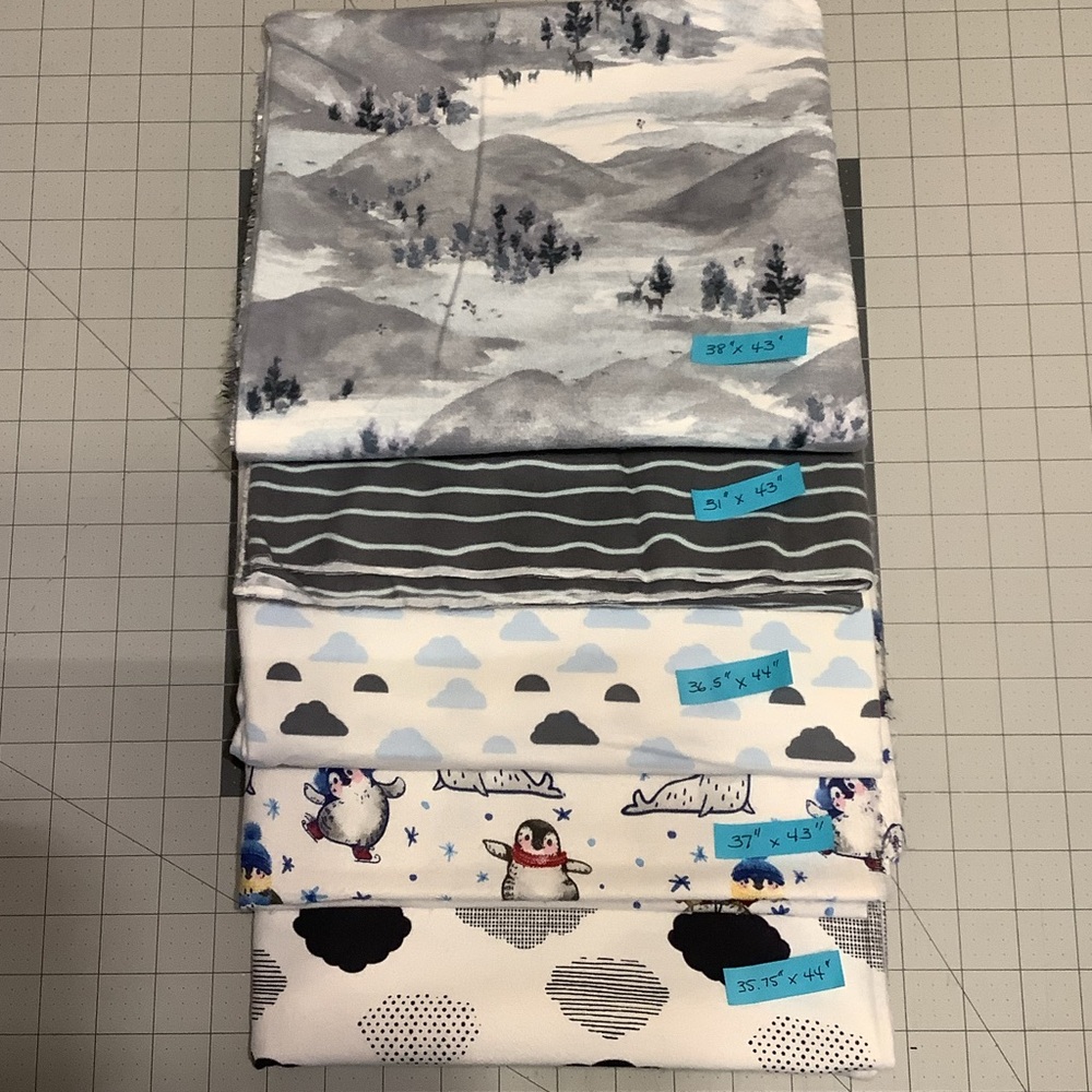 Lot of 5 Pieces of Flannel Fabric